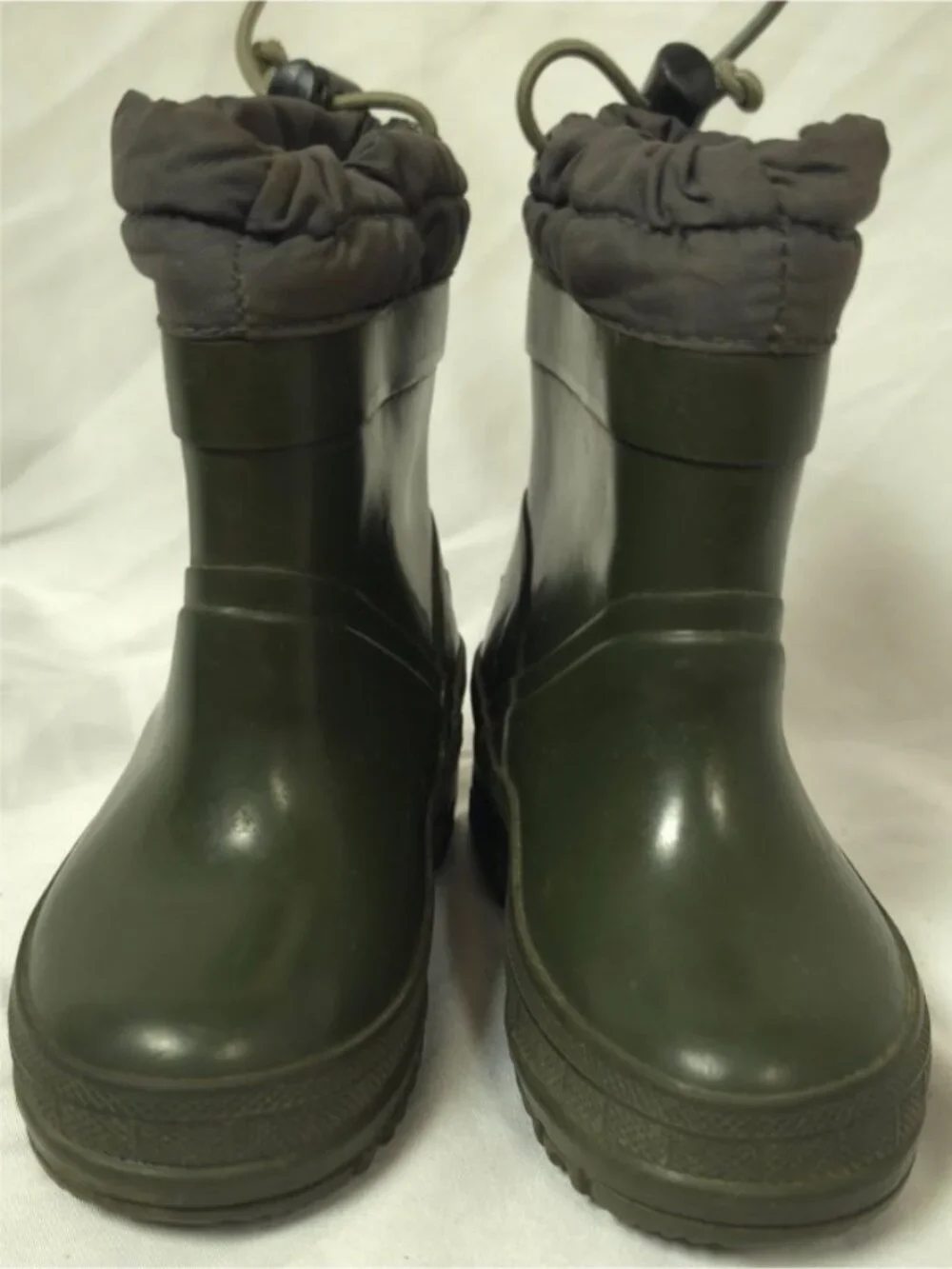 Lands End Toddler Size 5 M Green Rubber Rain Snow Slip-On Draw String Boots
